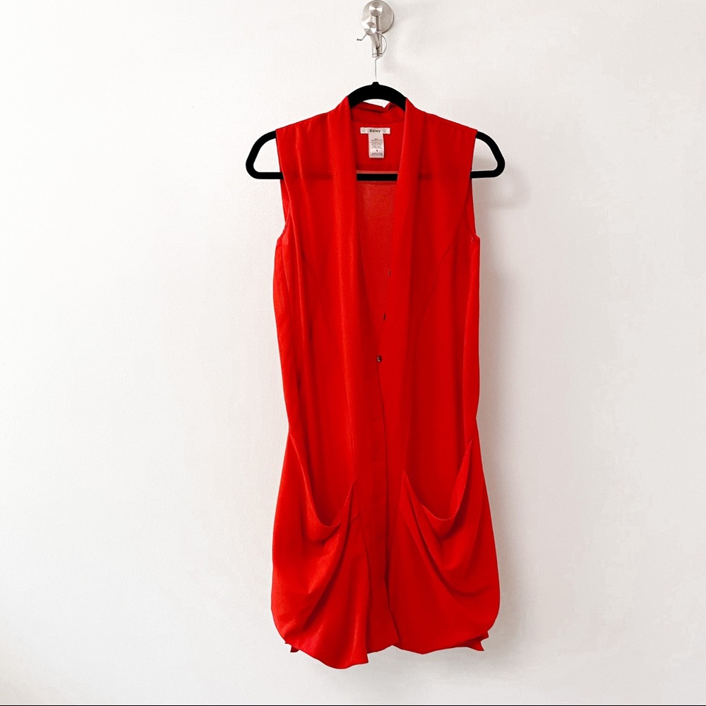 Esley Winter‎ Holiday Casual Button Down Slouchy Pocket Front Long Vest Cardigan